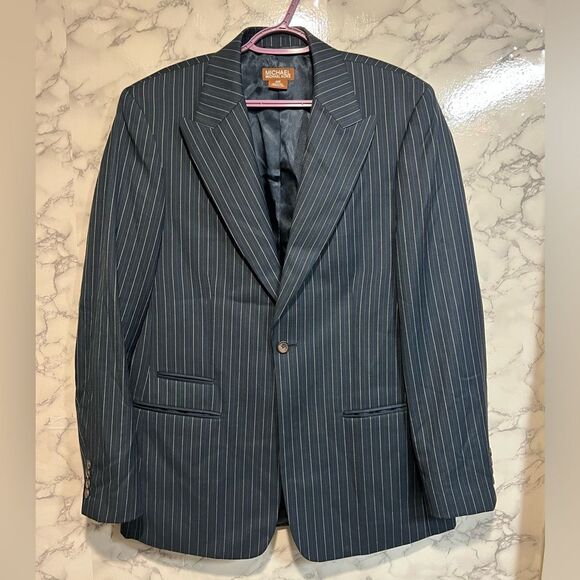 Michael Michael Kors Mens Blue and White Pinstripe Sport Jacket Size 40R - Picture 1 of 9